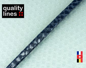 X 1 M, 5mm flat leather blue effect snake by the yard