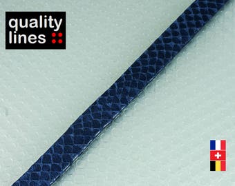 X 1 M, flat leather 10mm blue effect snake by the yard