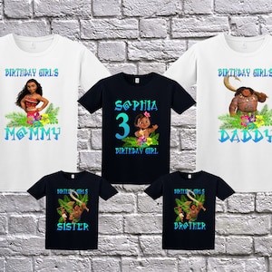 Custom Moana Birthday Shirt, Birthday T-Shirt, Custom Moana Shirt, Personalized Moana Apparel, Moana Shirt, Maui Shirt, Moana Birthday Party image 1