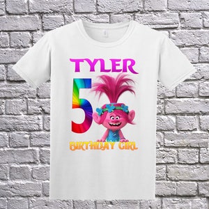 Poppy Birthday Shirt, Trolls Birthday T-Shirt, Custom Trolls Shirt, Personalized Trolls Apparel, Birthday Troll Shirt, Trolls Birthday Party