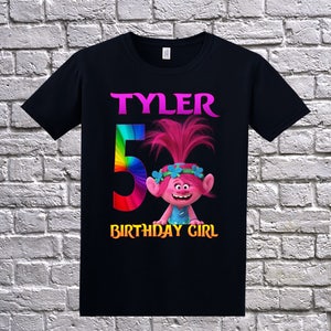 Poppy Birthday Shirt, Trolls Birthday T-Shirt, Custom Trolls Shirt, Personalized Trolls Apparel, Birthday Troll Shirt, Trolls Birthday Party