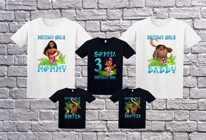 Custom Moana Birthday Shirt, Birthday T-Shirt, Custom Moana Shirt, Personalized Moana Apparel, Moana Shirt, Maui Shirt, Moana Birthday Party image 1