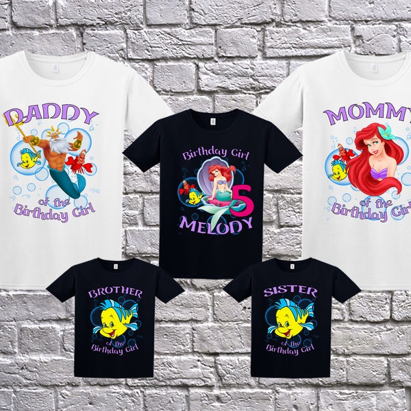 The little mermaid  Birthday Shirt, Personalized the little mermaid shirt, the little mermaid birthday party, Little mermaid family shirts