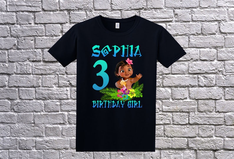 Custom Moana Birthday Shirt, Birthday T-Shirt, Custom Moana Shirt, Personalized Moana Apparel, Moana Shirt, Maui Shirt, Moana Birthday Party image 4