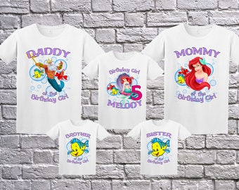 The little mermaid family shirts, the little mermaid custom shirts, the Little mermaid, Ariel, the little mermaid  Birthday Shirt