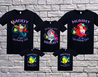 The little mermaid Birthday Shirt, Personalized the little mermaid shirt, the little mermaid birthday party, Little mermaid family shirts