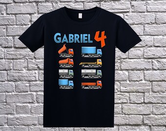 Trucks custom t-shirt, Trucks birthday shirt, Trucks Personalized tshirt, Trucks family matching birthday shirts, Trucks custom name age