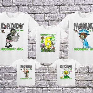 Plants vs zombies birthday shirts, plants vs zombies personalized shirts, plants vs zombies family shirts,  plants vs zombies theme party