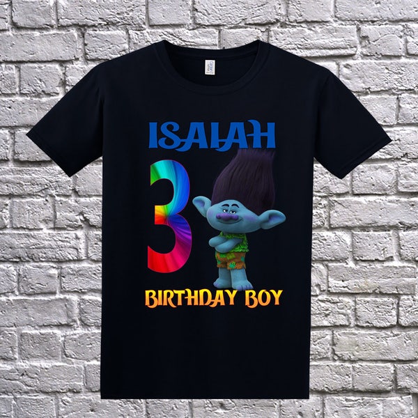 Branch Birthday Shirt, Trolls Birthday T-Shit, Custom Trolls Shirt, Personalized Trolls Apparel, Birthday Troll Shirt, Trolls Birthday Party