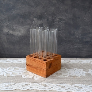 Klarer Reagenzglasständer Reagenzglashalter für Wissenschaftslabore Lab Glasfläschchen Vermehrungsstation Holzregal Blumenvase Retro Apotheke Apotheke