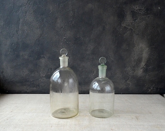 Botella medidora de vidrio transparente con tapa Botella médica Frasco de farmacia Botella de exhibición de boticario