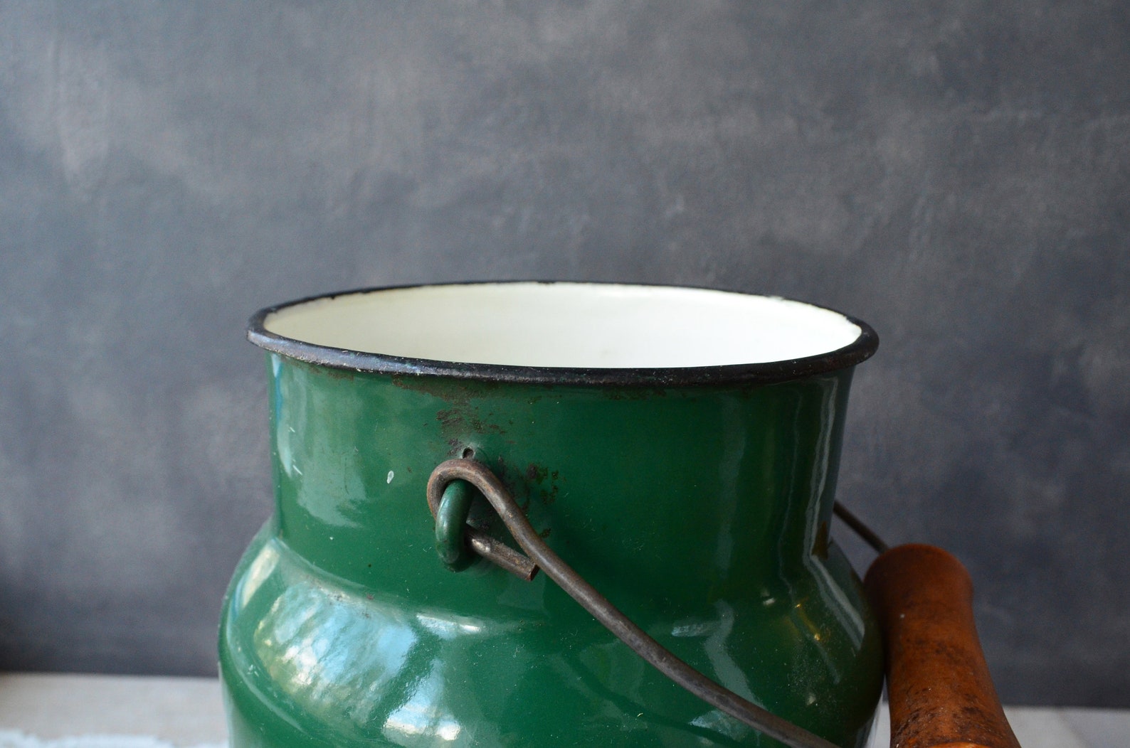 Green enamel milk can Milk jug Milk churn Milk canister Retro Etsy