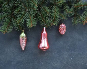 Set van 3 geblazen glazen kerstornament Bell Pinecone Nut Kerstbal Kerstboom