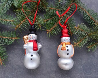 Snowman glass christmas tree ornament Christmas bauble ball Glass toy Winter holiday festive home decor xmas decoration