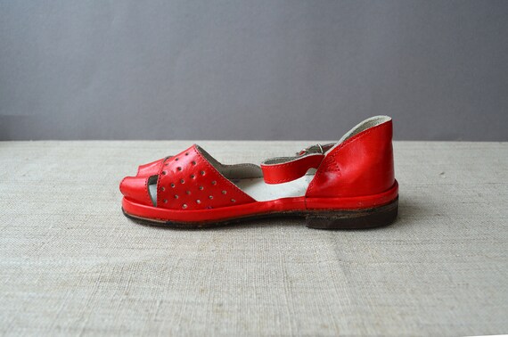Red open toe leather sandals toddler shoes Girls … - image 6
