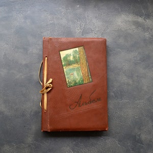 Organizador de álbum de fotos de família retrô Álbum de fotos de memórias antigas Álbum de coleção de cartões postais Álbum de viagem Álbum de cartões de scrapbook Álbum comemorativo