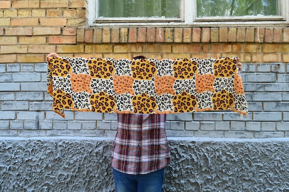 Animal print silk oblong scarf African inspired l… - image 1