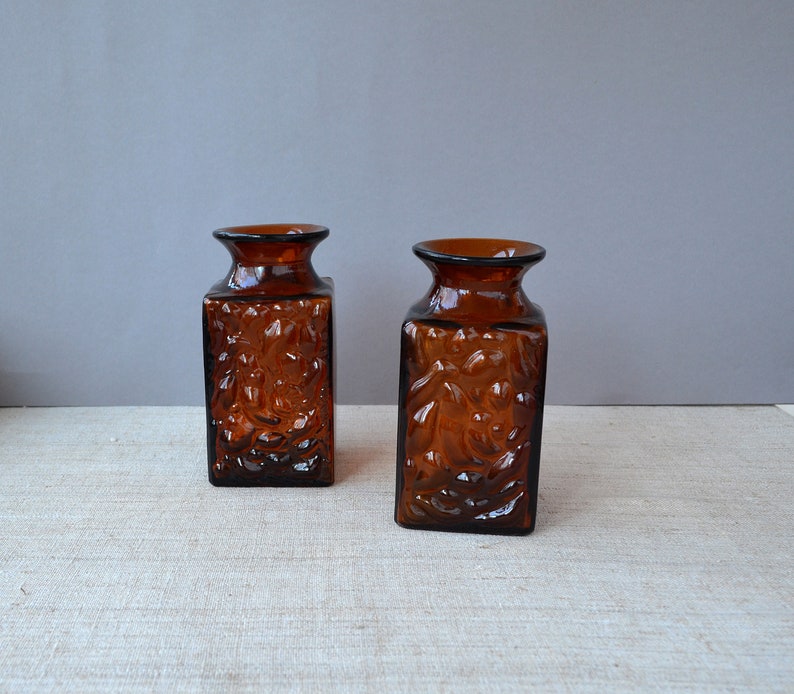 Amber brown glass decorative flower vase Medium single bud Etsy