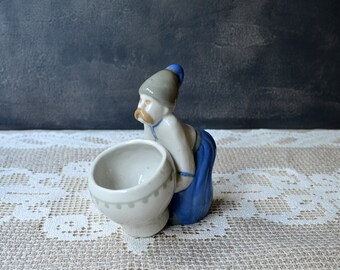 Ceramic open salt cellar Salt storage jar Cossak figurine salt dish Salt container Salt holder Farmhouse kitchen salt and pepper pot