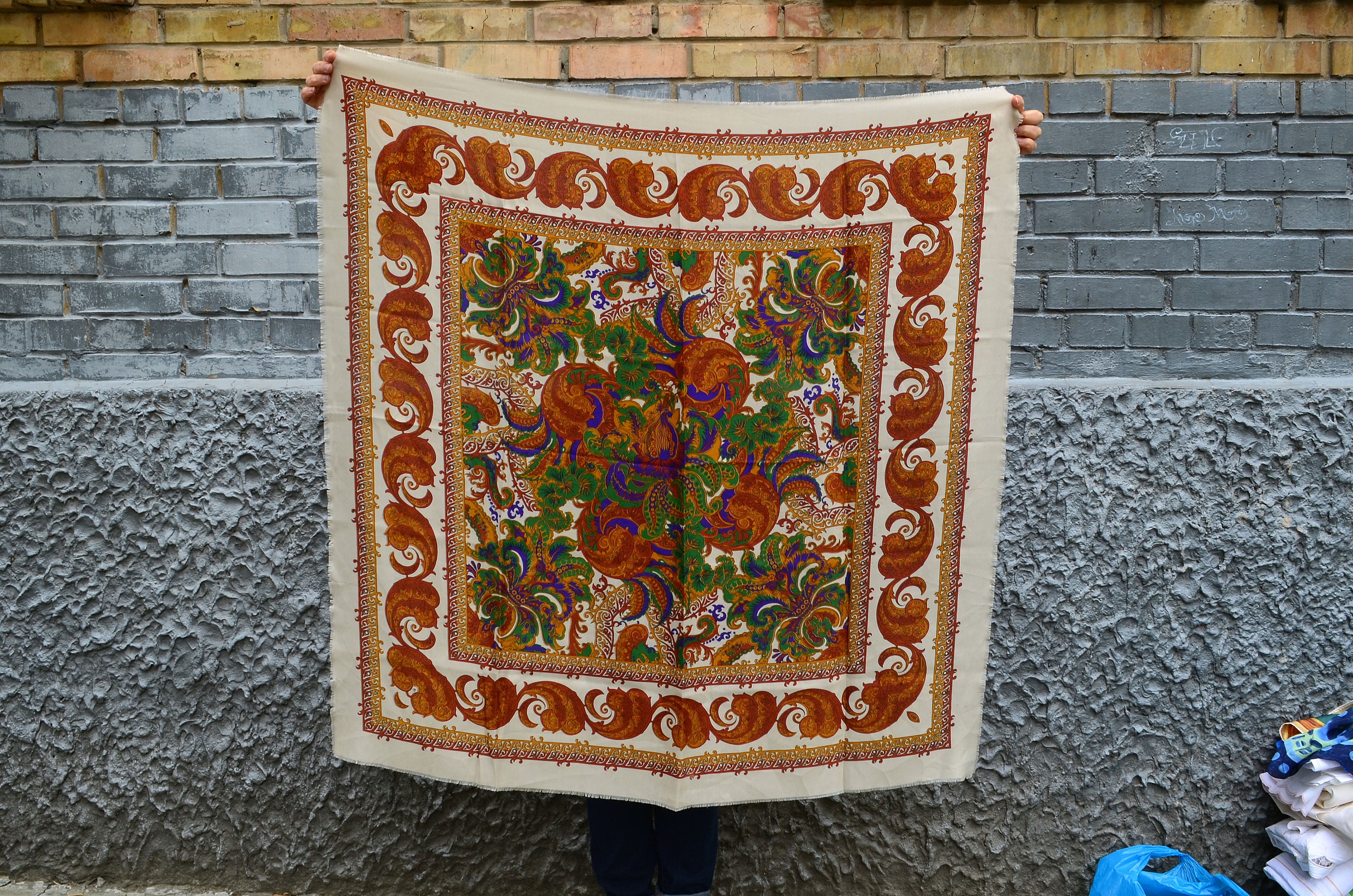 Großer quadratischer Blumenschal italienischer Oversized Schal | Etsy