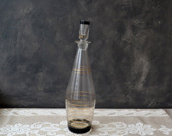 Tall clear glass decanter color stripe Wine carafe Whiskey liquor decanter Scotch gin decanter Bourbon decanter Retro barware