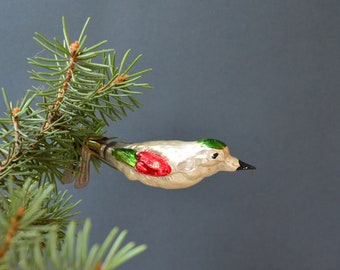 Bird blown glass christmas tree ornament Xmas bauble clip on Retro xmas tree decorations Holiday home decor Bird lover gift