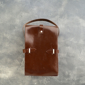 Bolso de mano marrón de piel sintética Bolso bandolera minimalista pequeño Bolso retro de piel vegana gruesa Monedero unisex Bolso tipo cartera pequeño
