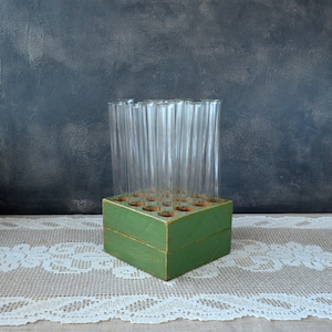 Klarer Reagenzglasständer Reagenzglashalter für Wissenschaftslabore Lab Glasfläschchen Vermehrungsstation Holzregal Blumenvase Retro Apotheke Apotheke