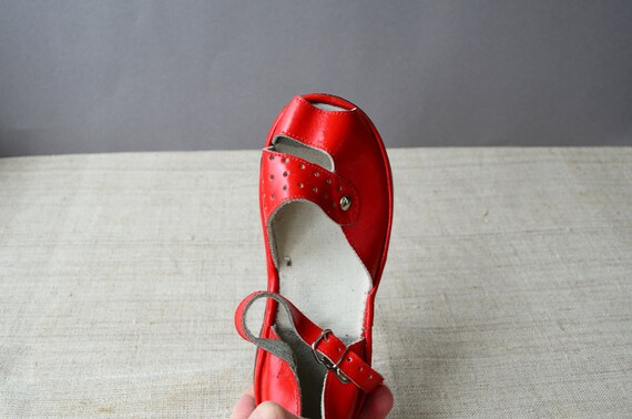 Red open toe leather sandals toddler shoes Girls … - image 8