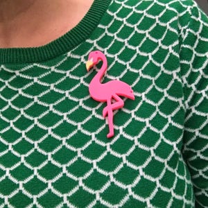 Hot Pink Flamingo Brooch, Tropical Flamingo Brooch, Pink Party Gift for Flamingo Lover, mothers day Gift, Pink plastic Brooch