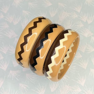 Vintage 1980s Bangle, Navajo style bracelet, Brown Geometric bangle for Bangle stack