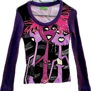 Y2K Purple Graphic Top - Purple BoHo Top Paramita