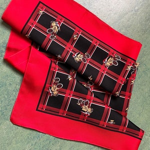 Vintage T-Ford Scarf - Red Black Checkered Scarf