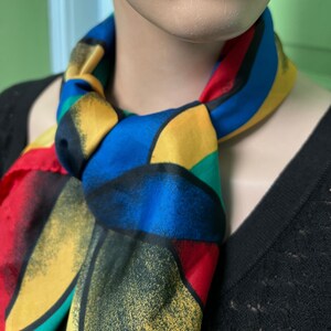 ART Scarf vtg, Retro 80s style head scarf - Art Print Primary colors