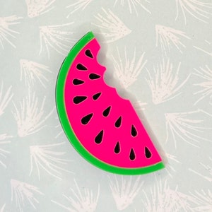 Pink Melon Brooch, Big Tropical Brooch, Perfect Thank You Gift, Tropical Party Outfit, Watermelon Brooch for Summer Party or Tiki Party