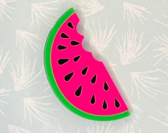 Pink Melon Brooch, Big Tropical Brooch, Perfect Thank You Gift, Tropical Party Outfit, Watermelon Brooch for Summer Party or Tiki Party