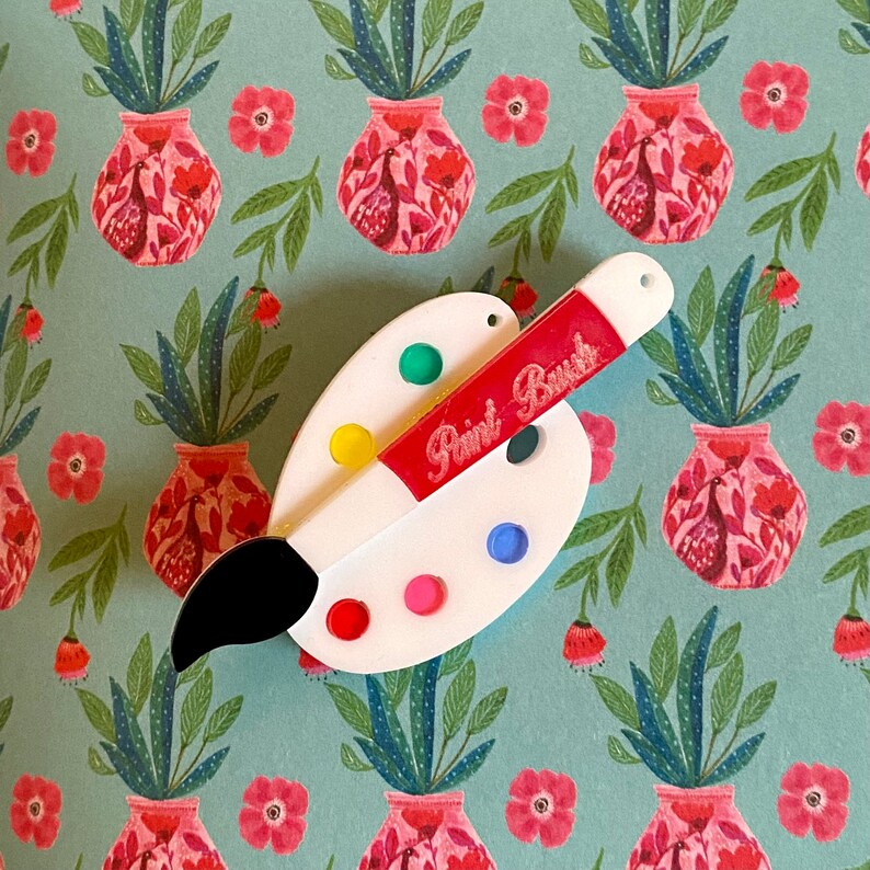 Palette Brooch Painter Artist Acrylic Jewelry Pin Crafter Etsy