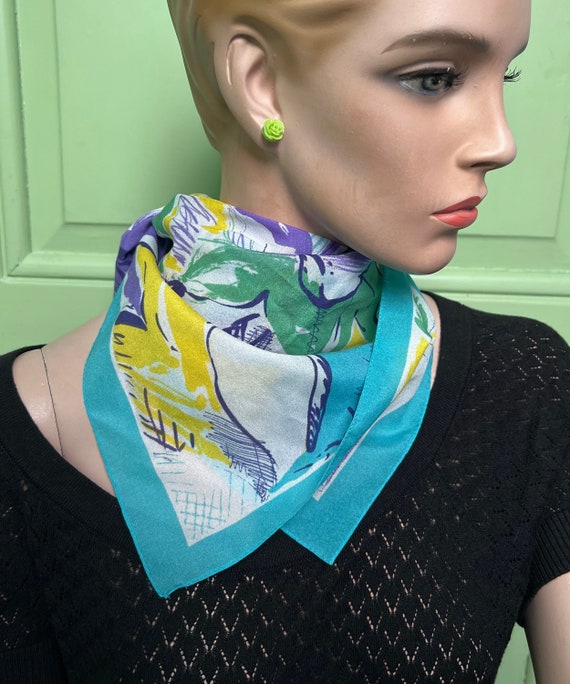 Foulard En Soie Vintage Années 70 - Couleur Rose, Occasion, écharpe Légère