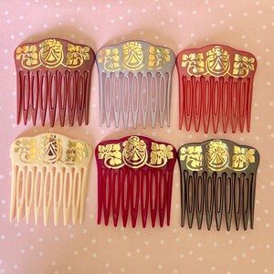 Art Deco Hair Side Combs, Plastic hair clips 1980s