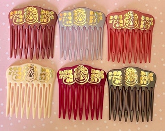 Art Deco Hair Side Combs, Plastic hair clips 1980s
