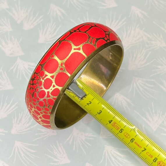 RED Bangle, Red Gold Bangle, Reptile print Bangle… - image 3