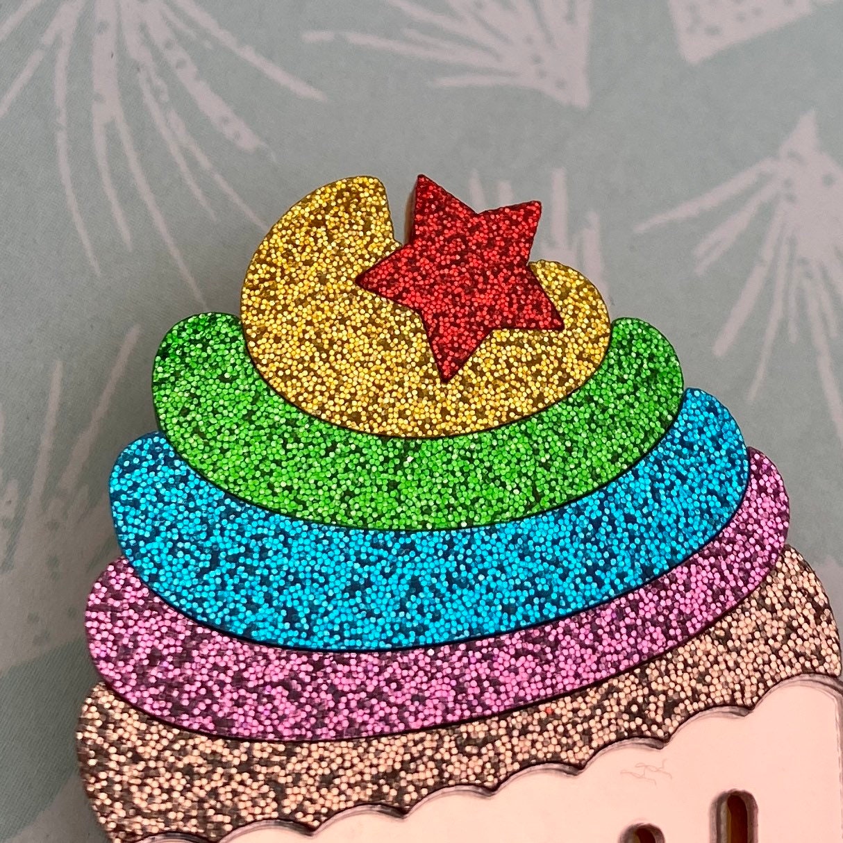 Cupcake Brooch Rainbow Cupcake Brooch Cupcake Glitter Etsy