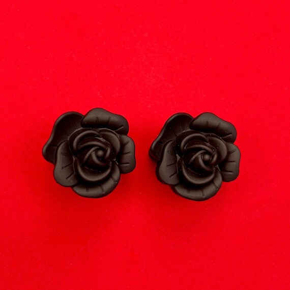 BLACK Rose Hair Claw SET of 2 Black Rose Hair Clips Black Etsy