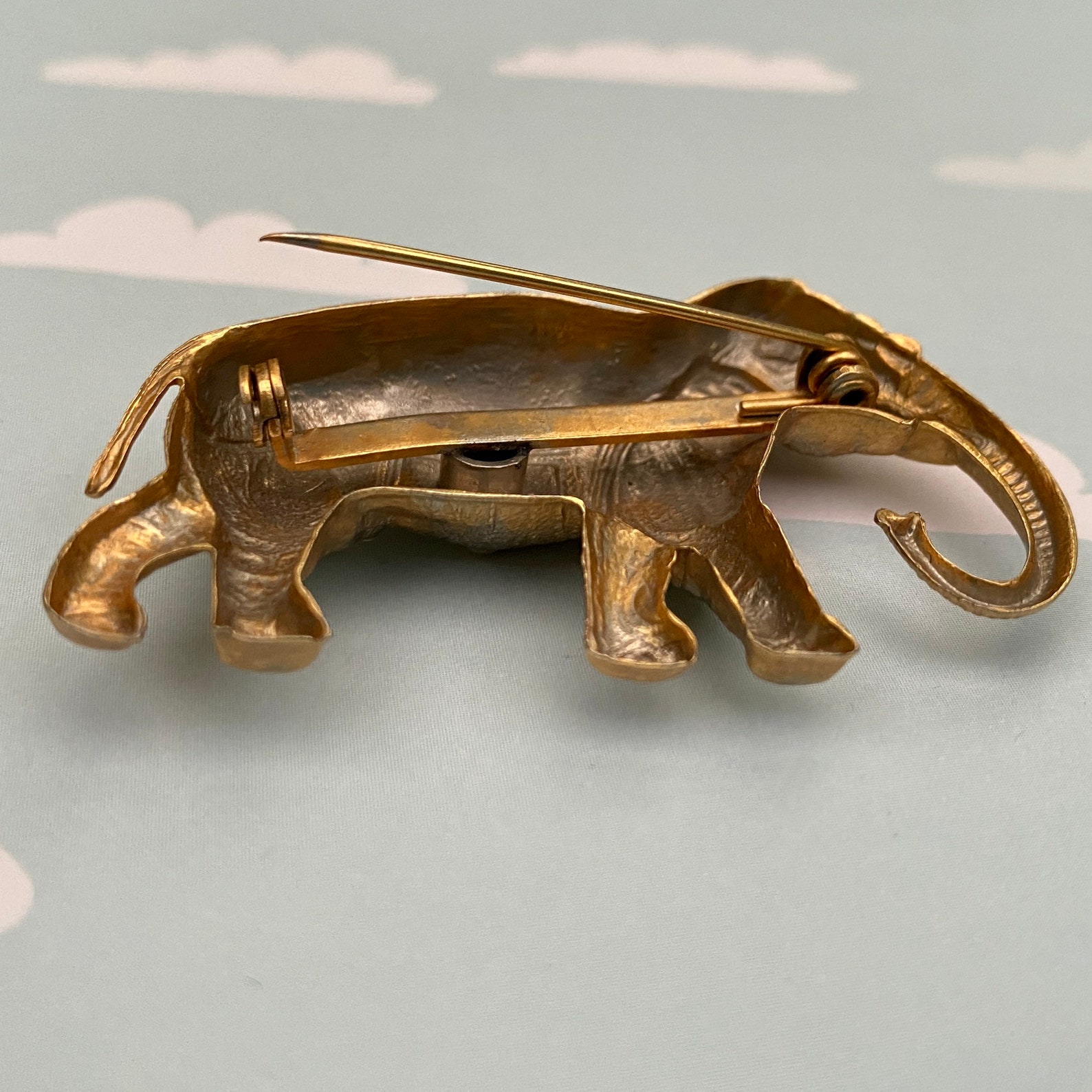 Vintage Elephant Brooch Gold tone Elephant Brooch Elephant Etsy