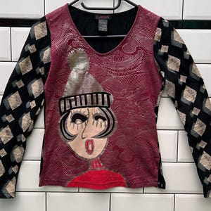 Custo Barcelona Top Vintage '90 graphic print t-shirt long Sleeve, RARE Custo Shirt