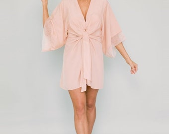 Pink Kimono Robe / Bridesmaid Kimono / Getting Ready Robes / Maid of Honor Robe / Gifts for Bridesmaids / Kristy Kimono - Pink