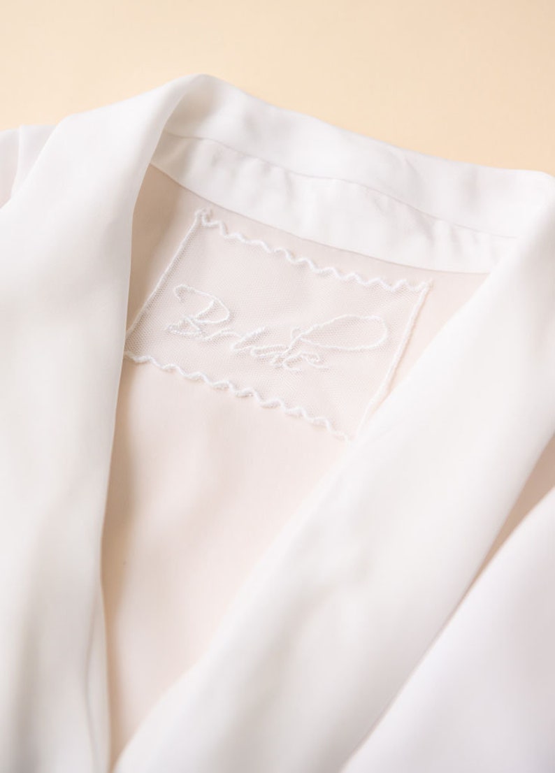 Luxury Bridal Robe / Personalized Robe / Gifts for Bride-to-Be / Wedding Day Robe Bride / White Robe with Pearls / ALANNA ROBE WHITE image 8