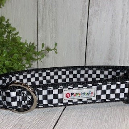 Checker Flag Stylish Custom Dog Collar Etsy