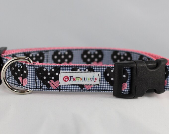 Dotted Hearts 1" Dog Collar