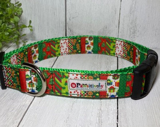 Christmas Multi- colored 1"Dog Collar